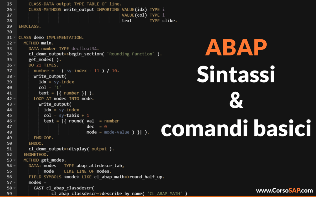 Il linguaggio SAP ABAP/4: la sua sintassi ed alcuni comadi basici