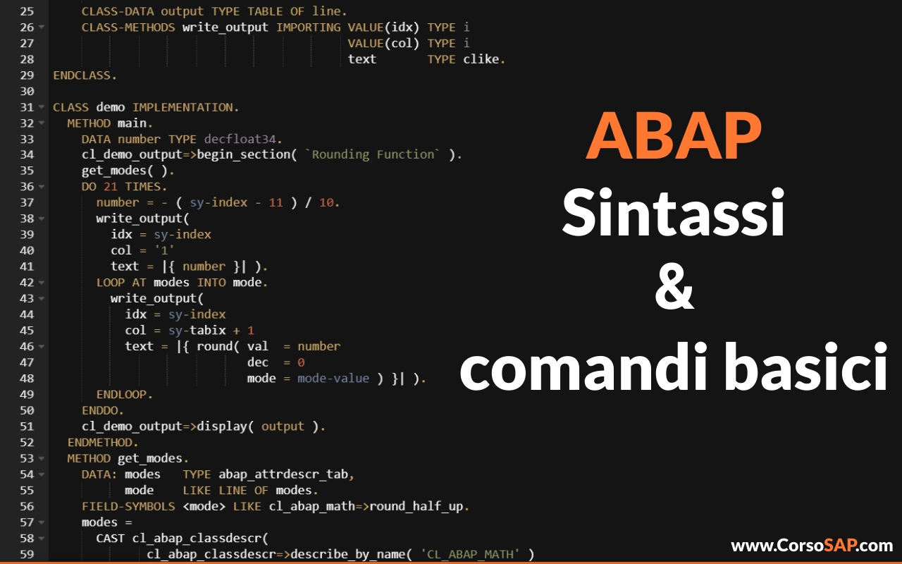 Sintassi e istruzioni basiche del linguaggio di programmazione ABAP ...