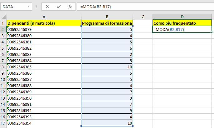 Funzione CONTA.SE esempio 8