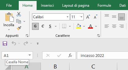 Casella nome in Excel

